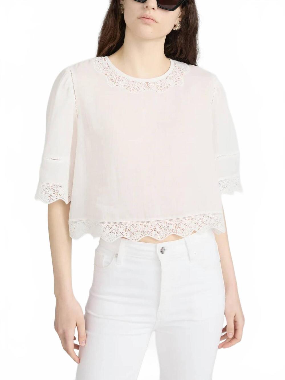 NEW FRAME the embroidered top in white